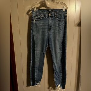 Hudson Jeans Holly High Rise skinny crop jeans dark blue side stripe pane